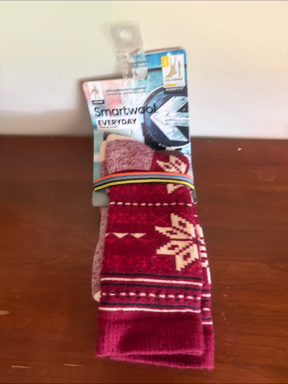Smartwool Everyday Merino Wool Socks - Burgundy and Cream Fair Isle
